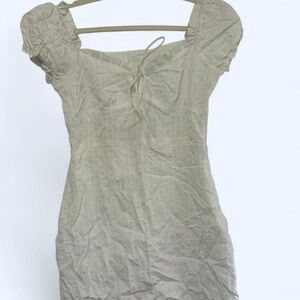 Amazon White Ribbed Puff Sleeve Dress